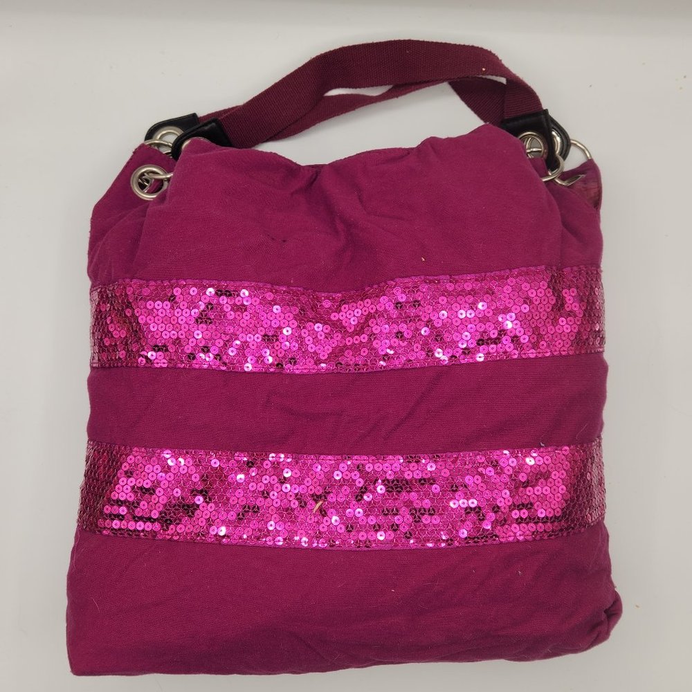 .Magenta, Sequin Striped Tote
